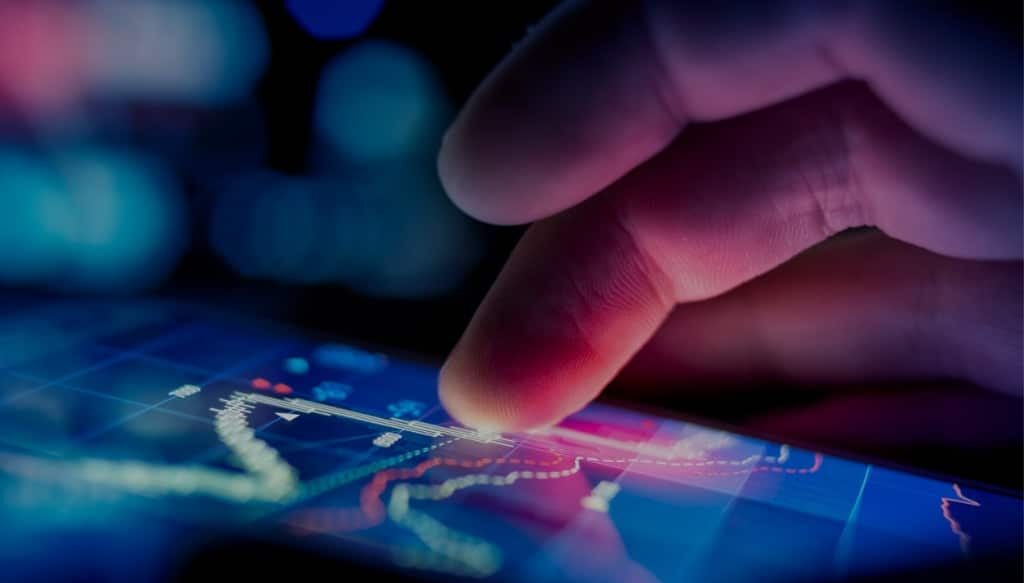 Business person checking data